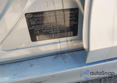 2011 Hyundai Sonata Gls from USA, damaged, VIN 5NPEB4AC4BH115979